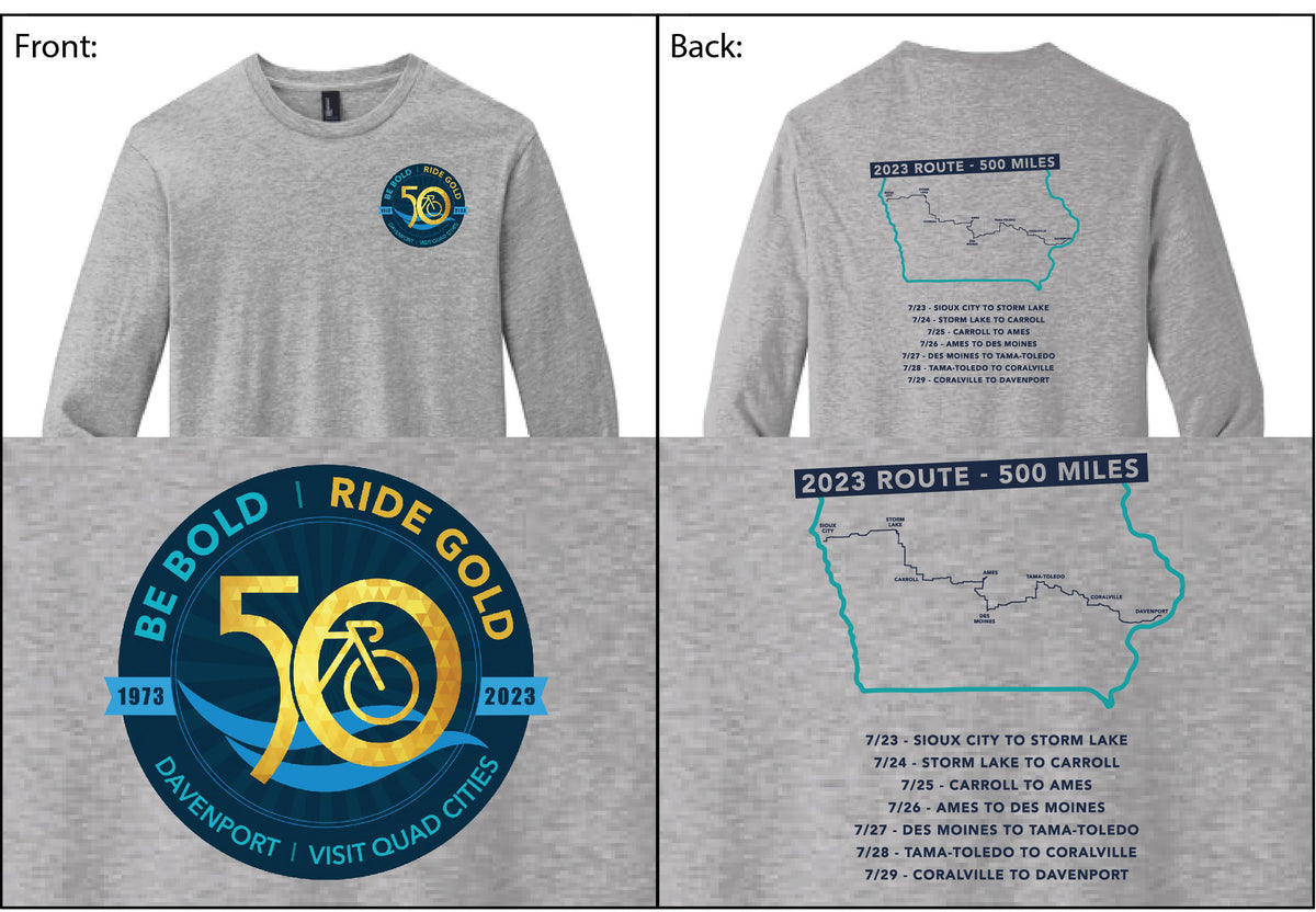 Long Sleeve RAGBRAI Shirt Visit Quad Cities Online Store